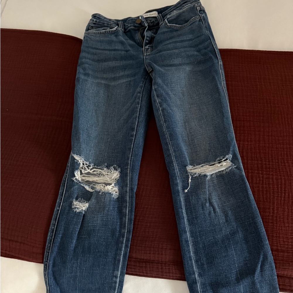 Flying Monkey Dark Blue Distressed Boyfriend Jeans - image 1